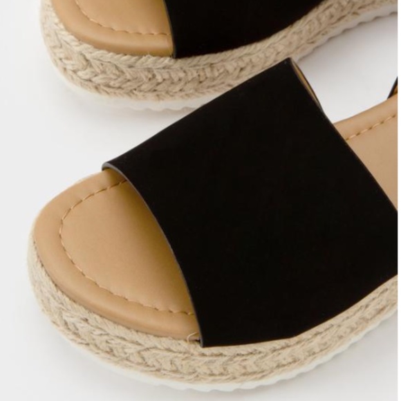 Platform Espadrille Sandals in Black - Picture 3 of 5